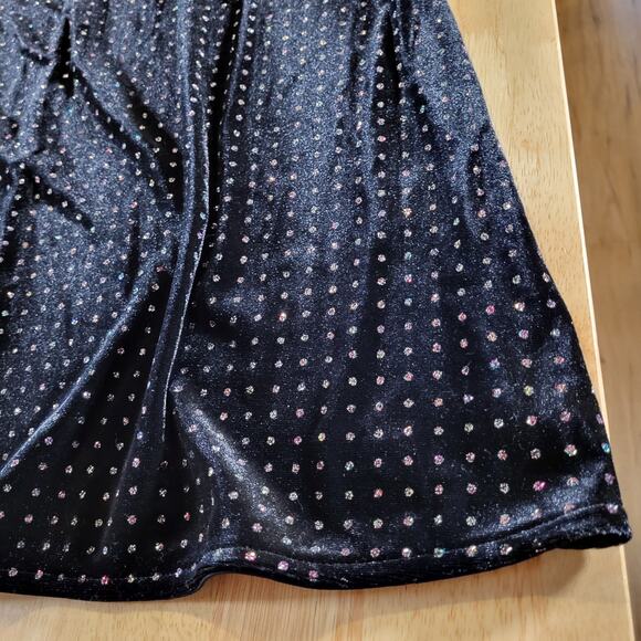 Candie's Black Velvet Sparkle Dotted Sleeveless Mini Dress Keyhole Back M - Picture 4 of 13